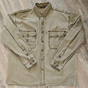 Men's Casual Olive Button-Down Shirt